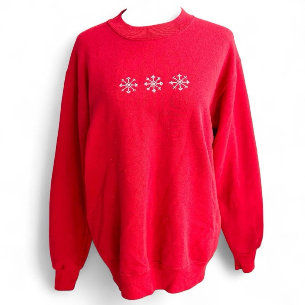 Jerzees Red Snowflake Women's Sweater